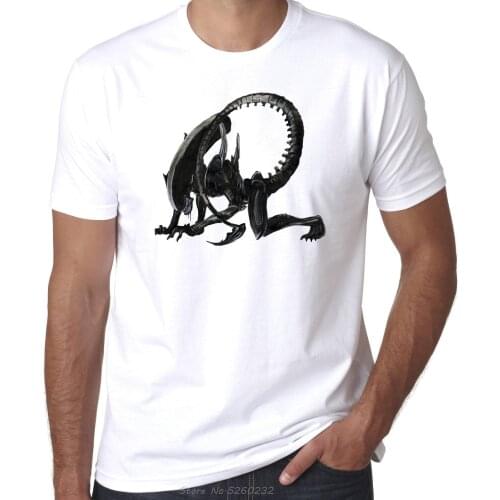 Alien Aliens sci-fi mens white 100% cotton T shirt Men Funny O Neck Short Sleeve Cotton T-Shirt New Fashion Print Free Shipping