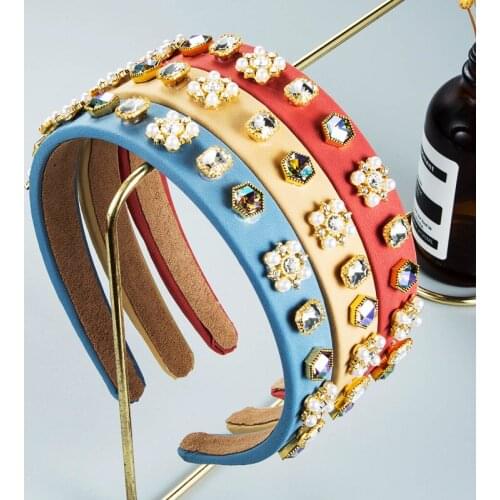 Fine Bezel Pearl Hair Bands for Girl Baroque Style Rhinestone Dazzling Beach Head band Women Banquet Senior Hair Accessories