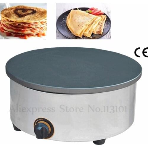 Commercial Gas Crepe Maker Pizza Pancake Machine Non-stick Tacos Cachapa Griddle Hot Plate Cooktop 15.7" Large Round Pan