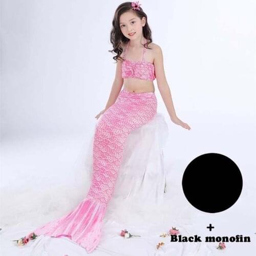 Hot Children Swimming Mermaid Tail With Monofin Cosplay Costume Girls Kids Swimsuit Ariel Swimmable Mermaid Tails for Swimming