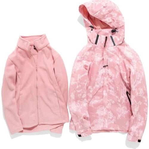 Unisex Two in One Jacket Liner Detachable Fleece Jacket for Man and Woman Waterproof Ski Wear Camo Hiking Coat Women Windbreaker