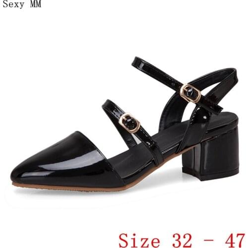 Summer Women Low High Heel Gladiator Sandals Shoes Woman Low High Heels Pumps Small Plus Size 32 33 - 40 41 42 43 44 45 46 47