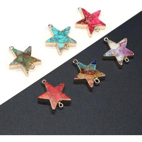 Fashion Natural Ocean Emperor Stone Charms Connector Star-shape Shoushan Stones Pendant DIY for Jewelry Making Necklace Bracelet