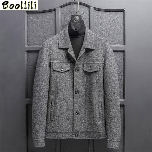 Boollili Double-sided Wool Coat Men Spring Autumn Handmade Jacket Short Korean Mens Overcoat Casual Abrigo Hombre