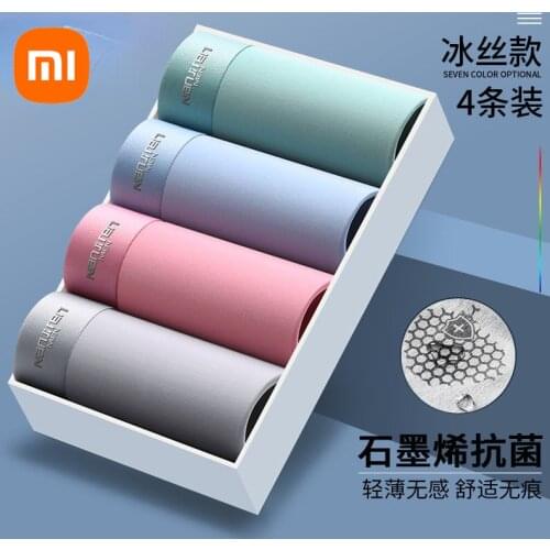 Xiaomi Mens Underwear 4pcs Cotton Mens Underpants Male Panties Breathable boxer Shorts U Convex Pouch Men boxer Size L-3XL