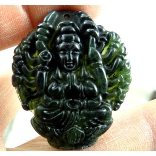 Natural stone Turquoises Quartz crystal hand-carved statue of Avalokitesvara amulet pendant for diy jewelry making necklace