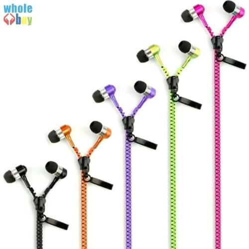 3.5mm Zipper Earphone Headpsets for Tablet PC, iPhone X 8Plus 8 7Plus 7 6sPlus 6s 6 iPod, for iPad MP5 series 200pcs/lot