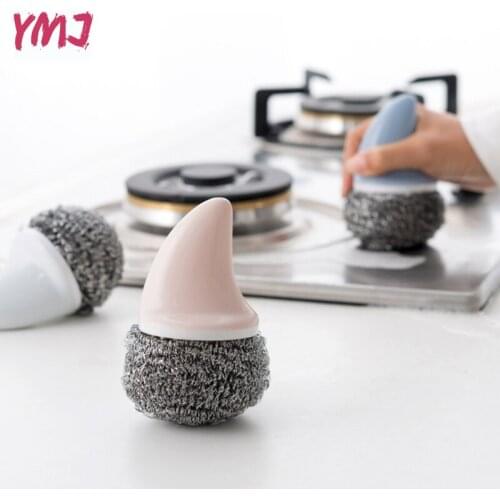 New Home Kitchen Washing Utensils Pot Dish Pan Brush Stainless Steel Wire Ball Brush with Shark Shape Wash Pot Cleaning Brush