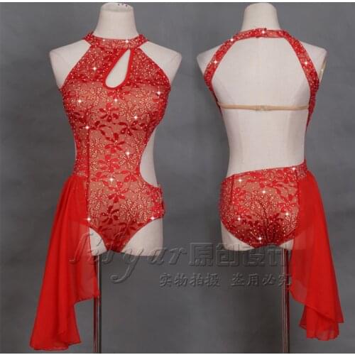 New steel pipe dance skirt competition skirt performance Skirt Adult custom red lace backless sexy dance skirt