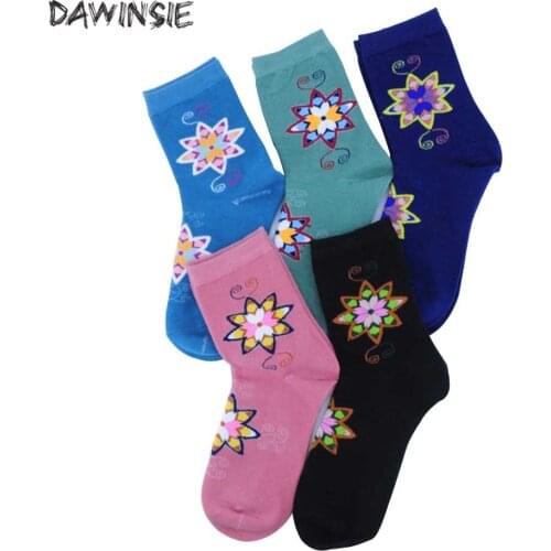 2018 Autumn Winter New Women Stocks Ceautiful Colorful Flowers Pure Cotton Comfortable Absorb Sweat Factory Direct Sale