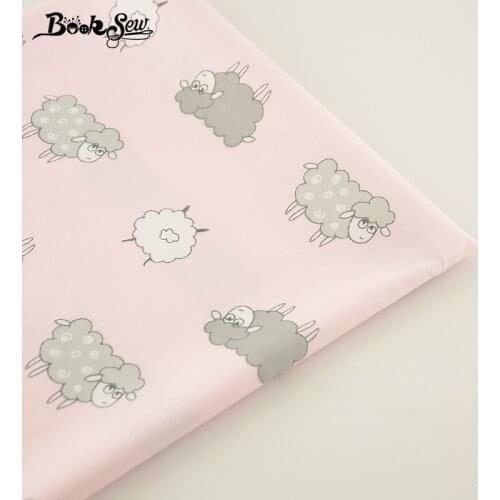 New Arrival Pink Color Sheep Animals Patterns 100% Cotton Twill Fabric Home Textile Material Bed Sheet DIY Patchwork Dress