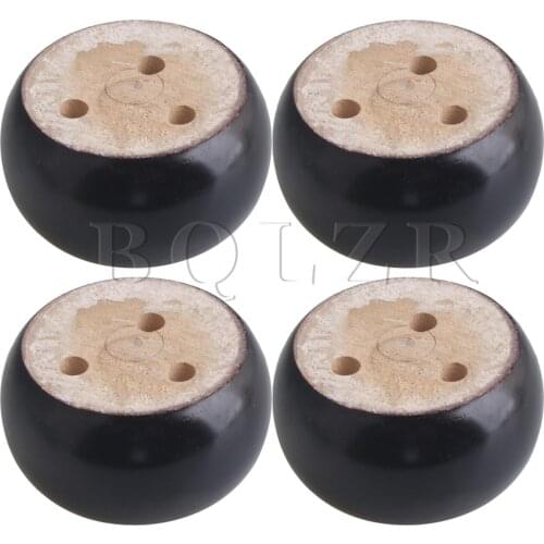 BQLZR 4x Black Eucalyptus-Wood Furniture Feet 100kg Bearing Weight Lifter 95MM Dia