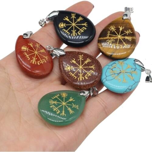 Natural Charm Pendant Drop Shape Aura Healing Gems Pendant Charms for Jewelry Making Supplies DIY Necklace Accessories 25x35mm