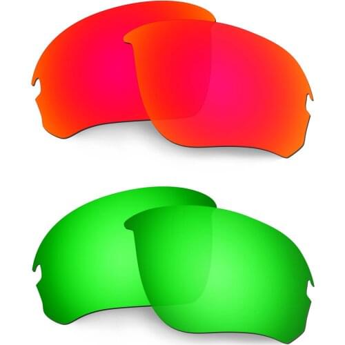 HKUCO Polarized Replacement Lenses For Flak Draft Sunglasses Red/Green 2 Pairs