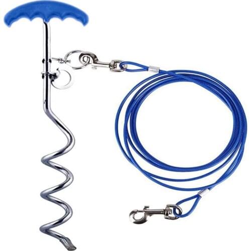 Dog Yard Leash and Stake Tie-Out Cable and Stake for Outside,Medium to Large Dogs