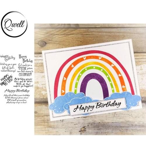 QWELL 4*6 inch Clear Stamps Birthday Wishes Words Sentiments DIY Craft Paper Cards Album Decor 2021 Hot Sale