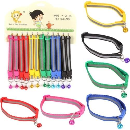 Adjustable Nylon Dog Collars Reflective Pet Collars with Bells and Buckle Necklace Collar for Small Dog Chihuahua