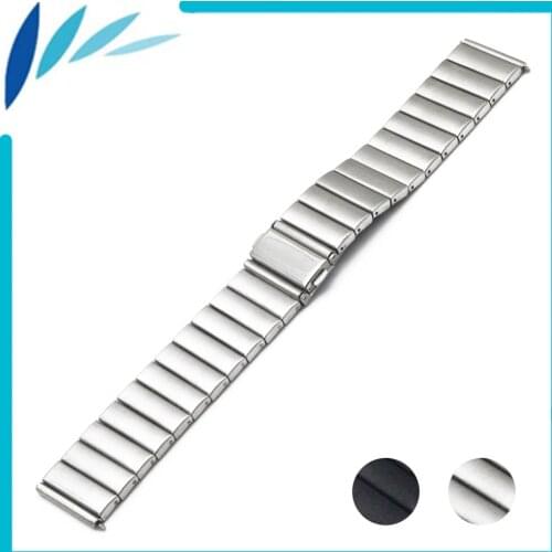 Stainless Steel Watch Band 24mm for Suunto TRAVERSE Folding Clasp Strap Loop Wrist Belt Bracelet Black Silver + Spring Bar