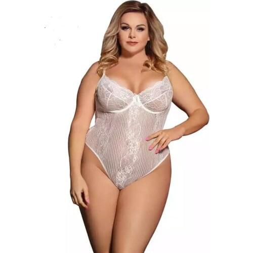 Sexy Lingerie Bodydoll Chemises Women Perspective Lace Mesh Body Shaperwear V-Neck One-Piece Underwear Pajama Bodysuit S-XL