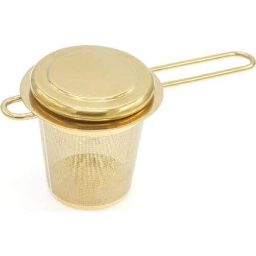 Mesh Tea Infuser Reusable Tea Strainer Teapot Stainless Steel Loose Tea Leaf Spice Filter Folding Handle Drinkware LX8032
