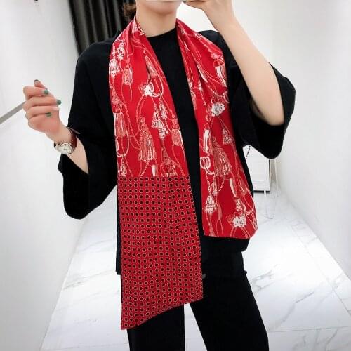 2019 New Design Luxury Brand Rope Tassels Scarf Double-deck Twill Scarf For Ladies Head Silk Scarves Wraps Women Handkerchief