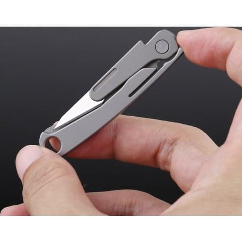 Mini Utility Knife Titanium Alloy Folding Knife Portable Unpacking Paper Box Cutter Keychain EDC Emergency Knife for Outdoor