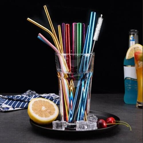 Titanium-Plated Colored Metal Straws Milk Tea Drink Straws Stainless Steel 304 Straws Stainless Steel Straws