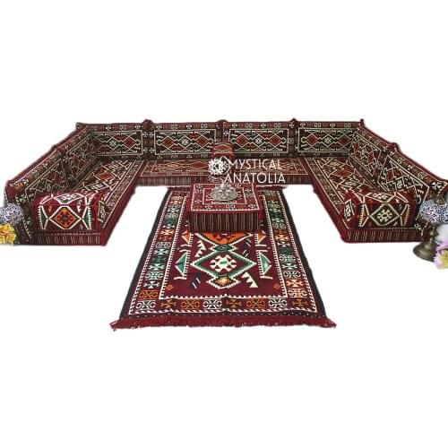 U Shape Arabic Floor Seating Sofa Majlis Cushions Oriental Jalsa Bench Area Traditional Arab Sofas Furniture Toshak