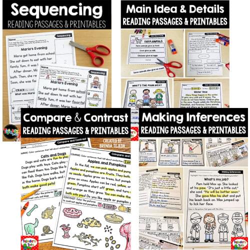 Reading Comprehension Passages Sequencing Main Ideas Compare Contrast Making Inferences In English Workbooks Book for Children