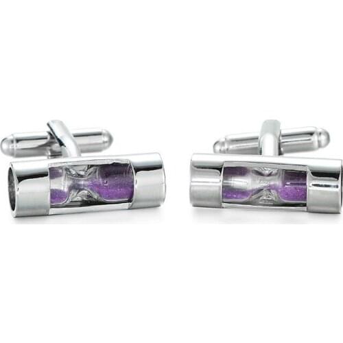 High quality fashion jewelry brand mens shirts Cufflinks purple hourglass design new style luxury French Cufflinks