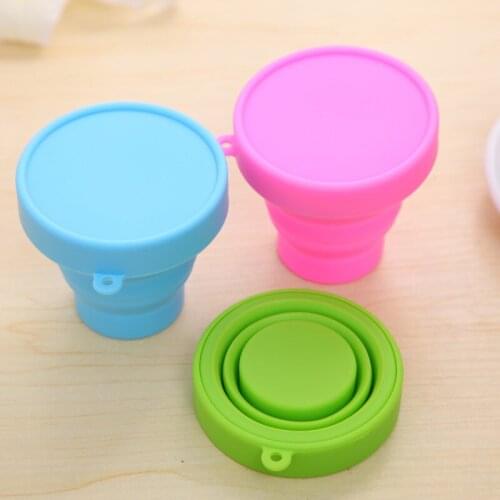 WCIC Folding Gargle Cup For Outdoor Travel Drinkware Tools Protable Solid Color Silicone Collapsible Water Cups