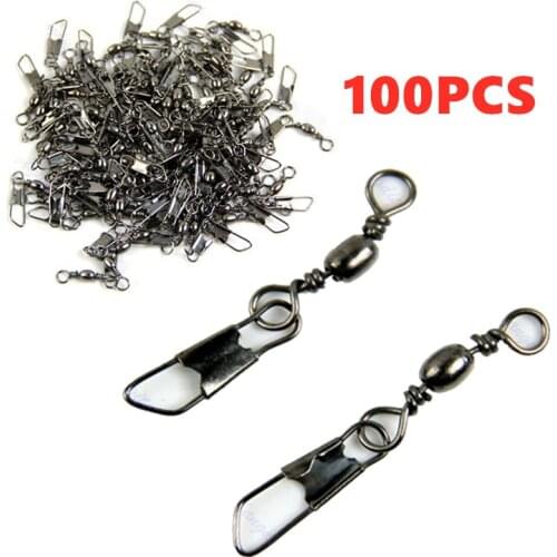 100Pcs Fishing Pin Connector Conversion Buckle Brass Barrel Swivel Solid Rings Fishing Pin Connector With Interlock Snap