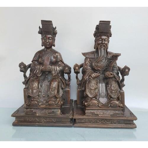 Home Decor 16"Chinese Seikos Bronze Jade Emperor Supreme ruler of the pantheon world Queen Mother of the West
