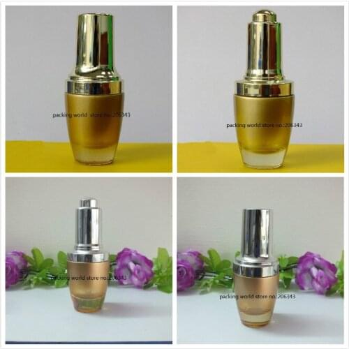 20ML gold glass bottle with gold press pump for lotion/serum/foundation/emulsion containing