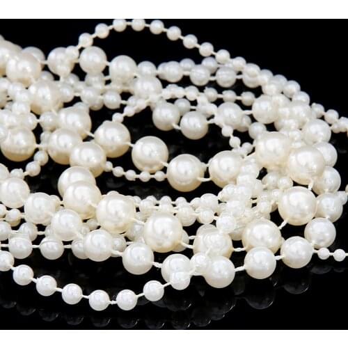 ABS Imitation Ivory Pearl Beads Chain Line Cord Trim Acrylic Beads for DIY Wedding Party Decor Jewelry Making Craft Accessories