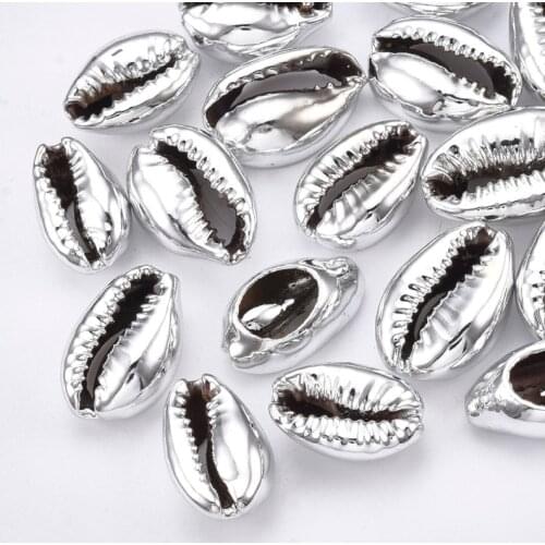 100pcs Cowrie Shell Beads Necklace Earring Supplies Jewelry Making,with UV Plated,No Hole/Undrilled,13~16x8~11x5~6mm F60