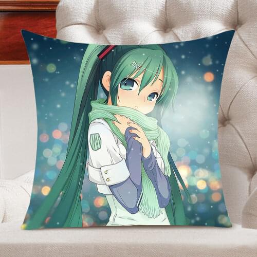 Hatsune Miku anime cartoon pillowcase home bedroom living room 45*45cm square decorative cushion cover