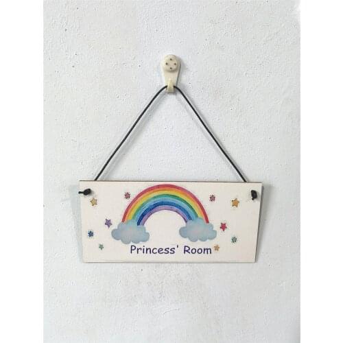 Princess Room Letter Room Door Plate Little Girl Room Sweet Rainbow Decoration Wooden Wall Hanging