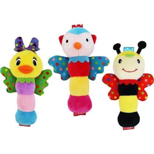 Baby Cute Hand Grasp Plush Rattle BB Stick Wings Handbell Insect Bee Appease Stuffed Toy Intelligent Kids Gifts