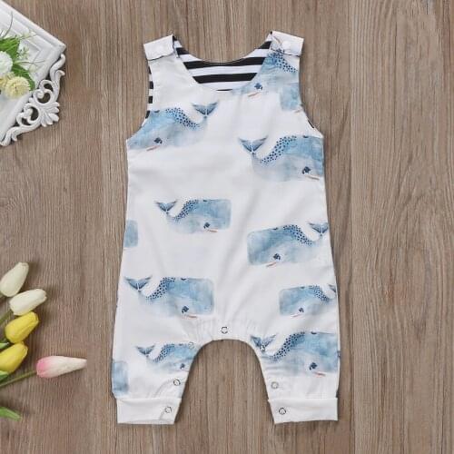 2020 Baby Summer Clothing Newborn Kid Baby Boy Sleeveless Whales Print Romper Jumpsuit Sunsuit Playsuits Casual Outfit Clothes