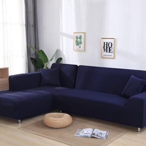 Elastic Solid Color Sofa Cover for L Shaped Sectional Corner Chaise Longue Sofa Stretch Couch Cover Slipcovers for Living Room