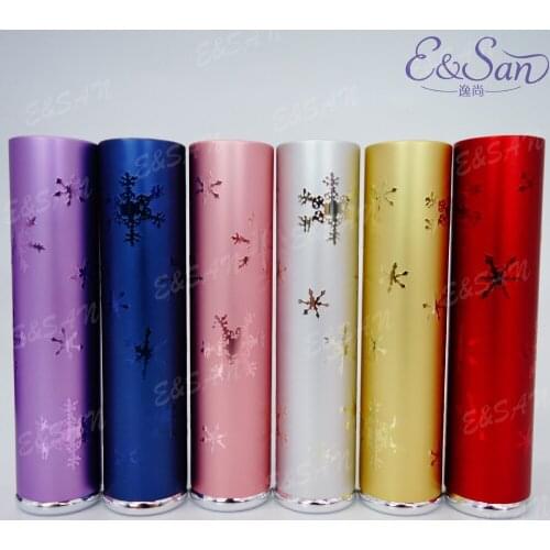L69C-7ML Aluminum Tube Spray Perfume Bottle Relief Snowflake Print Color Perfume Packing Cosmetic Bottle 108PCS/LOT