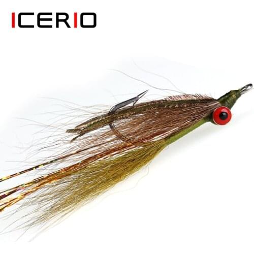 ICERIO 3PCS Stainless Steel Hook Clouser Minnow Streamers Artificial Flies Bass Saltwater Fishing Fly Lure Bait