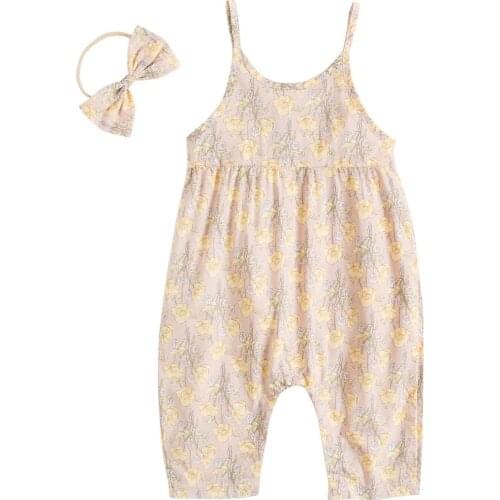 Baby Clothes Newborn Summer Suit Cotton Baby Girl Clothing Casual Toddler Child Sets For Girls Sleeveless Romper+bow Headband