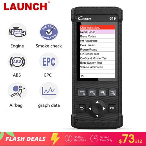 Launch CR619 OBD2 Scanner Engine ABS SRS ODB 2 Scan Tool Launch OBDII Code Reader Multi-language Car Diagnostic Tools