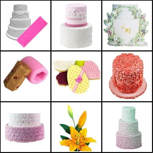 Meibum Silicone Fondant Cake Mold Petal Ruffle Rose Flower Lily Rattan Leaf Pearl Shape Wedding Party Sugar Craft Decorate Mould