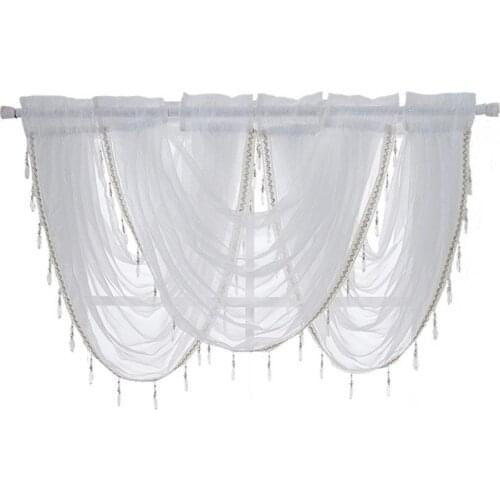 Fashion Short Curtain Solid Color Polyester Semicircle Through the Rod Kitchen Window Valance Drape for Home Decoration