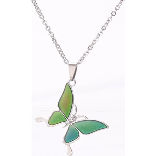 Fashion Butterfly Pendant Necklace Stainless Steel Chain Necklaces Temperature Control Color Change O-Chain Necklace Jewellery