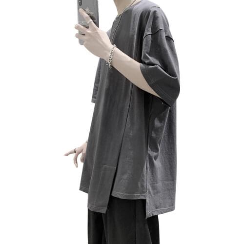 2021 open short-sleeved T-shirt mens tide brand trend wind five-sleeve loose simple hundred-sleeved handsome T-shirt