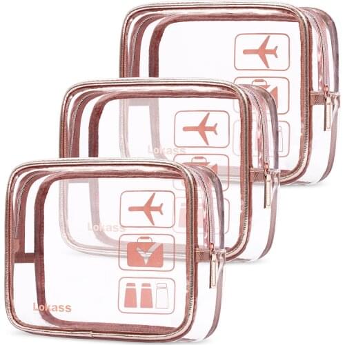 3 pieces of transparent travel cosmetic bag set, transparent PVC cosmetic bag, carry-on ladies cosmetic storage bag